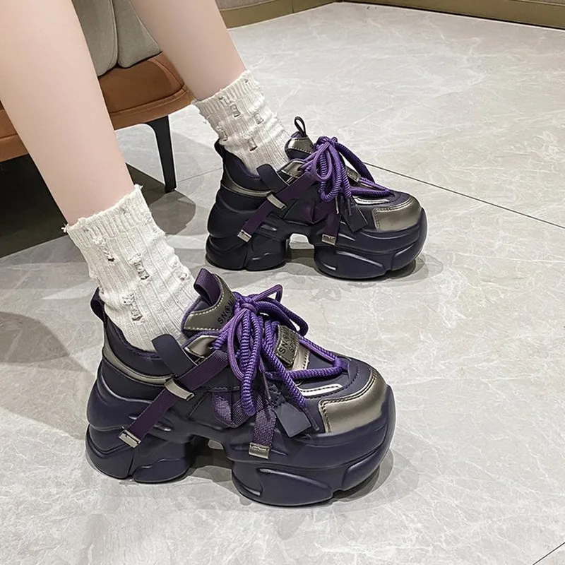 جديد 8 سنتيمتر النساء الشتاء الدافئة أحذية رياضية مكتنزة سميكة القاع أحذية عالية منصة فلكنيز أحذية الخريف بلينغ أحذية رياضية غير رسمية أبي #5