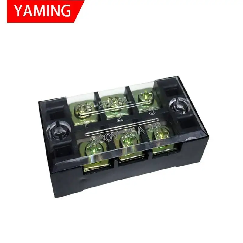 2pcs TB-2503 Fixed Screw Terminal Block Barrier 600V 25A 3P Wire Connector Cable Wiring Splice Terminales 3 Positions