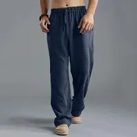 Men's Cotton Linen Pants Male Autumn New Breathable Solid Color Linen Trousers Fitness Streetwear S-5XL 4