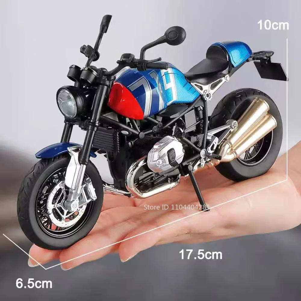 

1:12 R NineT Alloy R1250GS Motorcycle Model Toys Diecast Car Front Wheel Steering with Sound Light Miniature Motorbike Boy Gifts