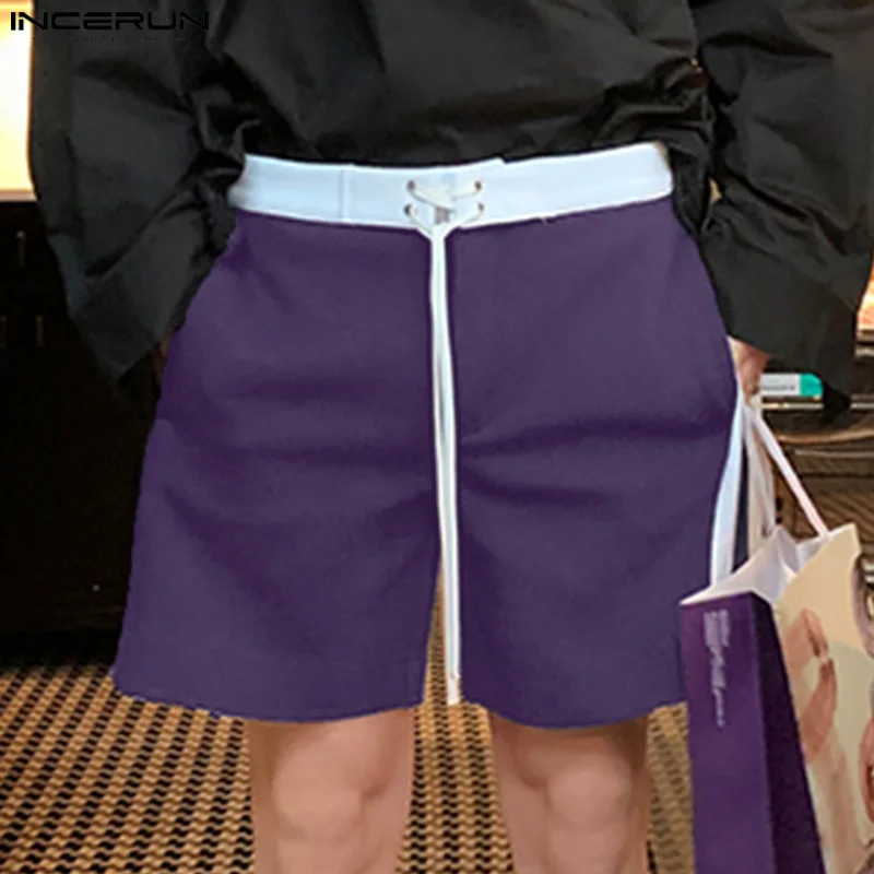 

Men Shorts Patchwork Lace Up Loose Summer Streetwear Casual Men Bottoms 2024 Fashion Leisure Male Shorts S-5XL INCERUN