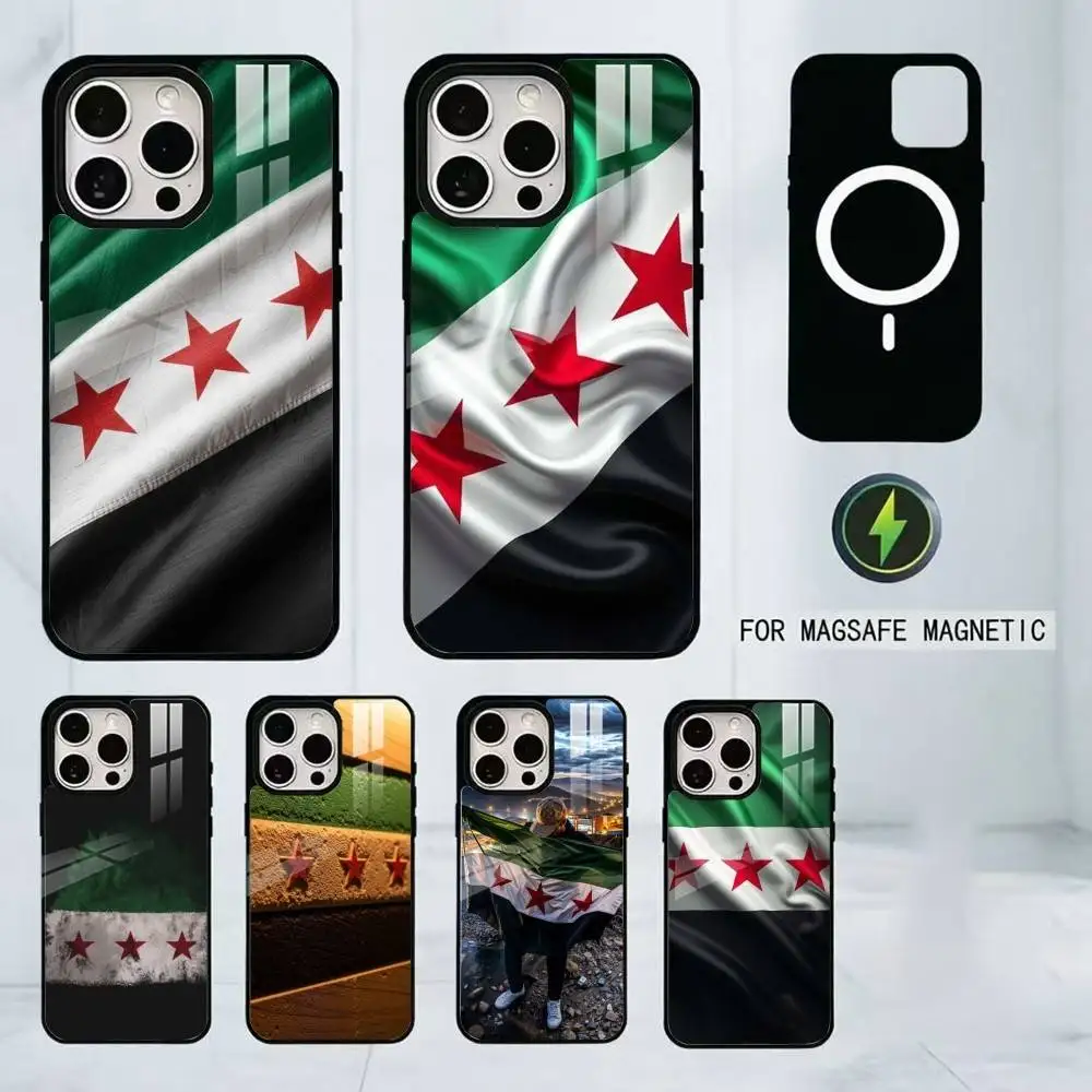 Syria Syrian Flag National Emblem LOGO Phone Case For iPhone17,16,15,14,13,12,11 Plus,Pro Magnetic For Magsafe Wireless Charging