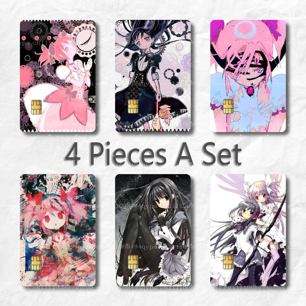P-Puella Magi Madoka Magica Card Skin Sticker for Credit Debit Card Adhesive Skin Ultra Thin Card Decal Sticker Wrap 4 Piece Set