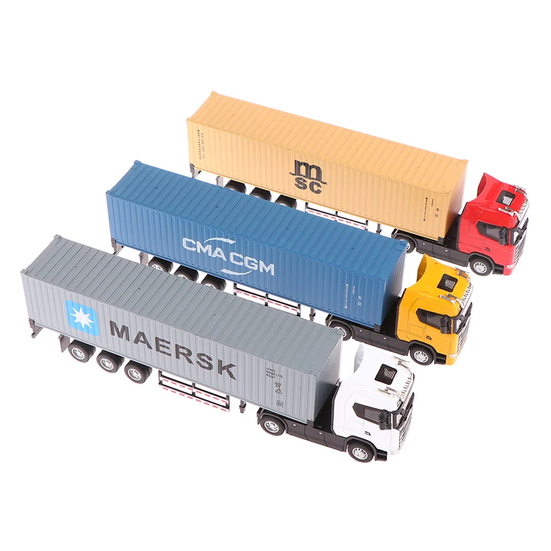 1:36 Diecast Alloy Truck Head Model Toy Container Truck Pull Back With Light Engineering Transport Vehicle Boy Toys For Children