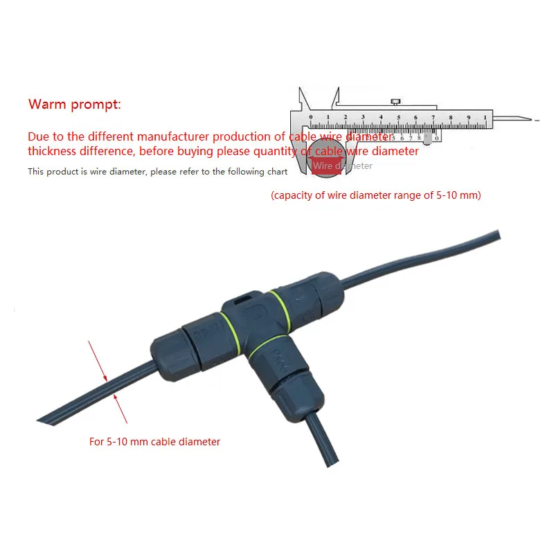 T-Shape Waterproof Cable 3/4-Way Connector 2-4 Core Wire & Cable Glands Outdoor Engineering Electrical Wiring Adapter