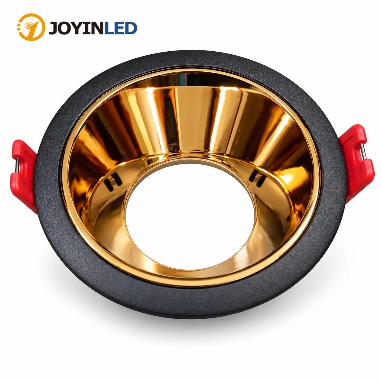 JOYINLED Round Black Gold GU10 MR16 Recessed Spotlight Trim Ring Aluminum Ceiling Downlight Frame for Artwork Hotel Museum