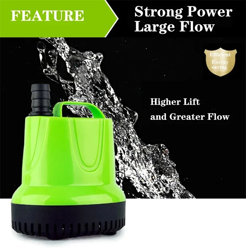 6W/ 12W/ 25W/ 40W/ 60W/ 100W Ultra-Quiet Submersible Water Fountain Pump Fish Tank Filter Aquarium water bottom suction Pumps