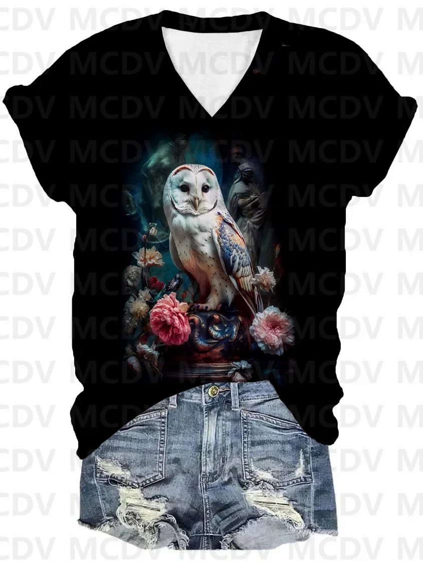 

Women's Halloween Owl Casual T-shirt 3D All Over Printed T Shirts Sexy Women For Girl Tee Tops shirts