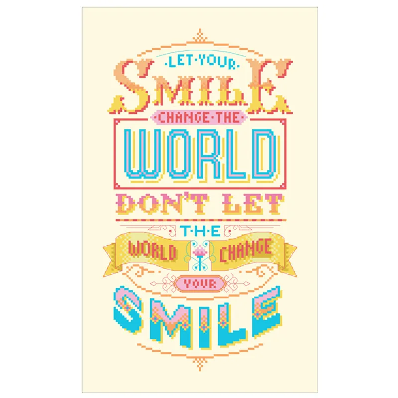 Let your smile change the world cross stitch kit aida 18ct 14ct light yellow canvas fabric embroidery DIY handmade needlework