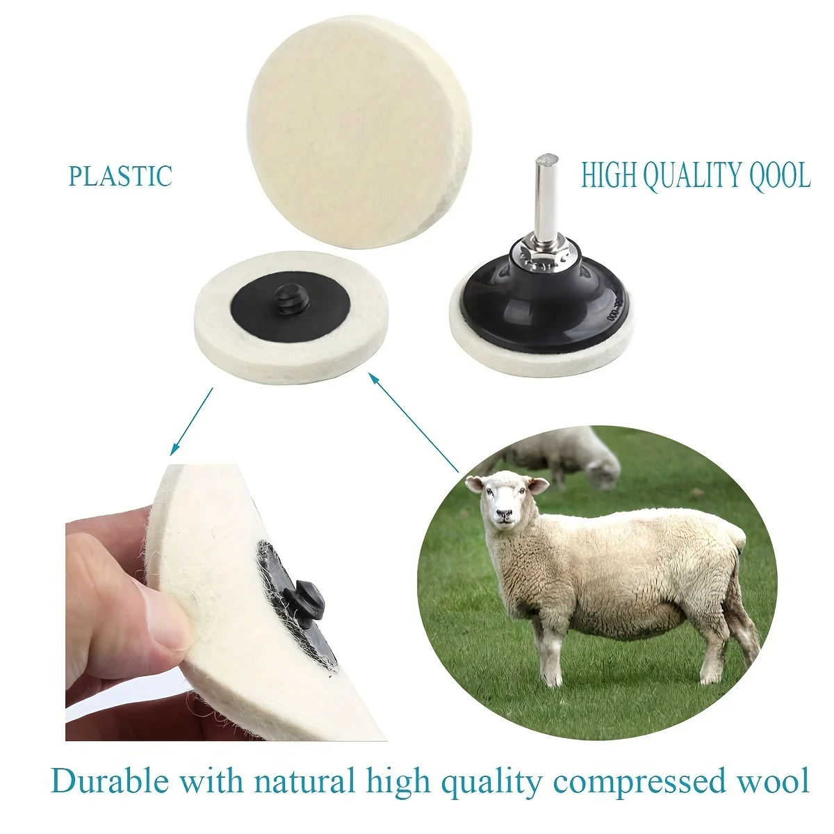 Wool Felt Glass polishing Pads R-Type 2" Compressed Wool Fabric Quick Change Disc Roll Lock Surface Polishing Buffing Pads Wheel