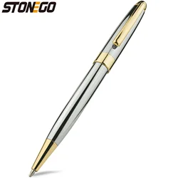 STONEGO Twist Ballpoint Pens Stainless Steel Retractable Ball Pen Smooth Gel Ink Medium Point 1.0mm Black Ink Replaceable Refill