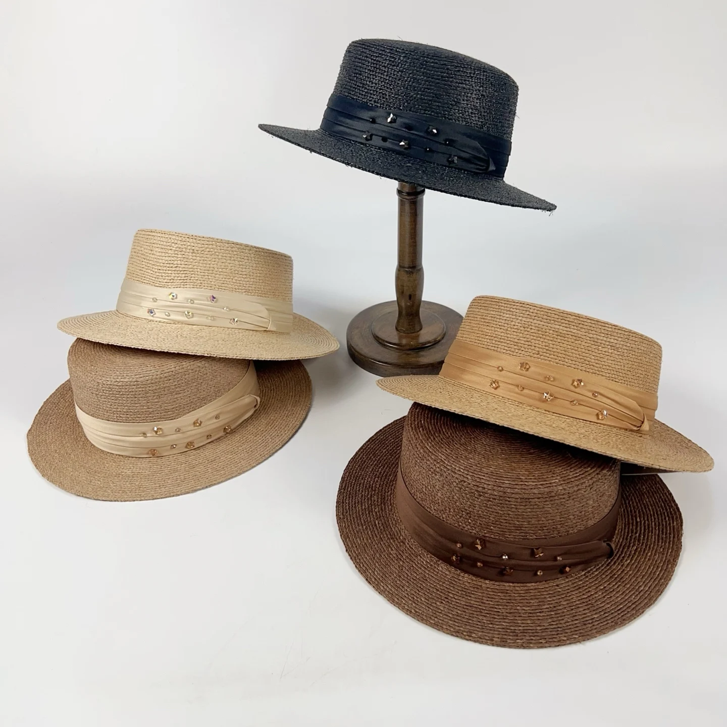 summer-wide-brim-sunshade-straw-hat-flat-top-braided-casual-diamond-holiday-beach-anti-uv-breathable-women's-hat