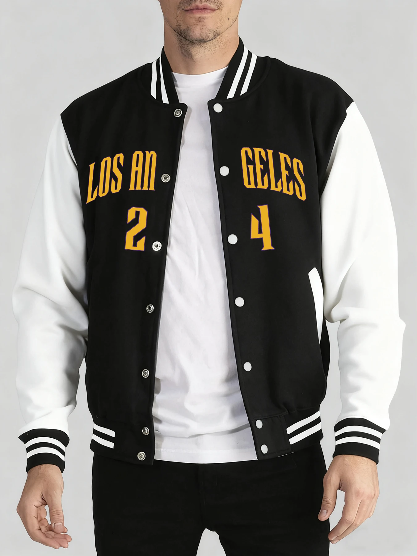 

Лос-Анджелес номер 24, мужская осенне-зимняя одежда, повседневная бейсбольная майка с карманами, теплая спортивная куртка, модная уличная одежда