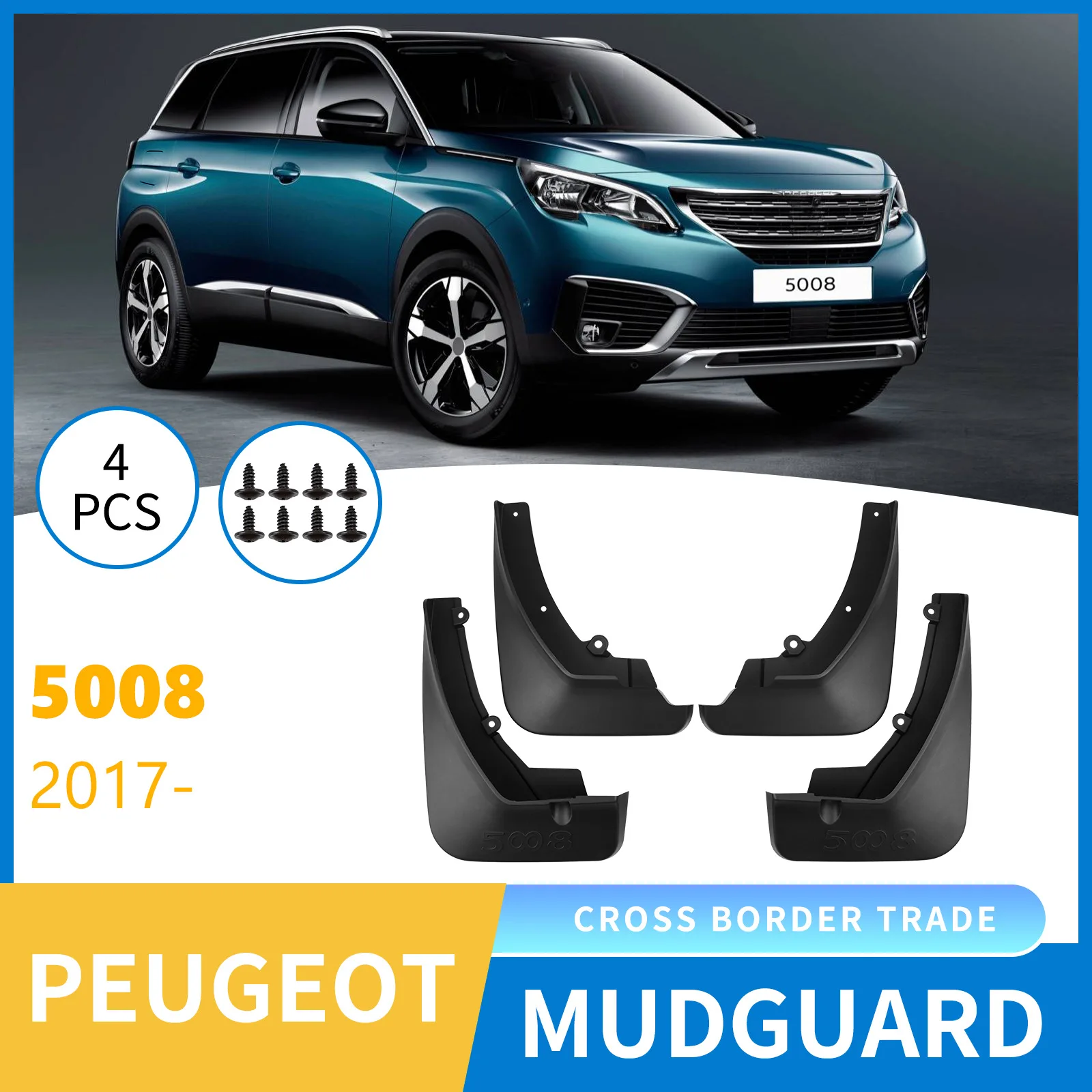 

Mudguard For Peugeot 5008 2017-2025 car tire mudguard modification,Front Rear Flares Splash Guards Cover Car Accessorie