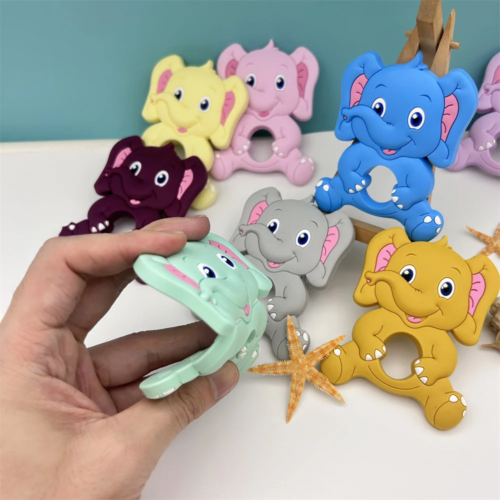 개인화 된 편지 이름 아기 실리콘 코끼리 빛나는 구슬 펜던트 젖꼭지 클립 홀더 체인 아기 Teether Kawaii 장난감 선물