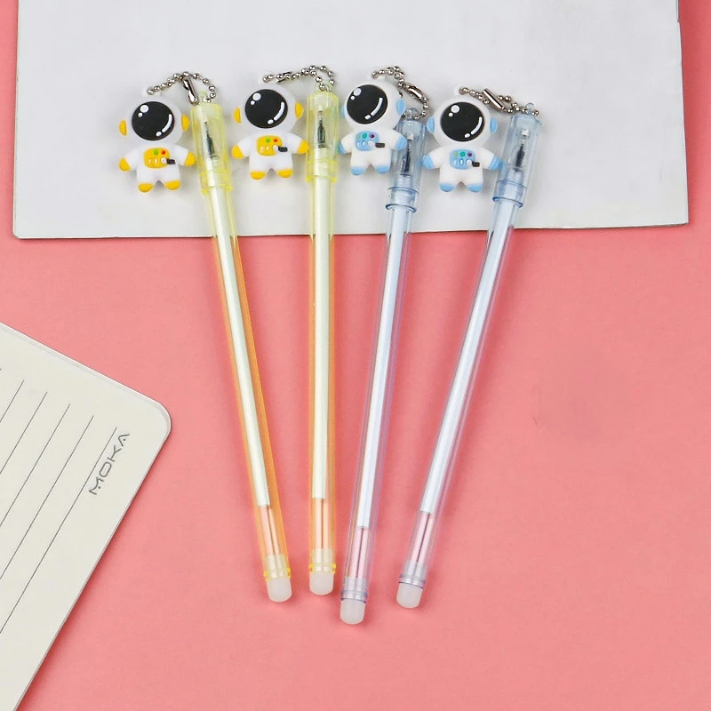 24 Pcs Astronaut Pendant Gel Pens Star 0.5mm Full Needle Black Ink Pens Student Office Accessories Back To School