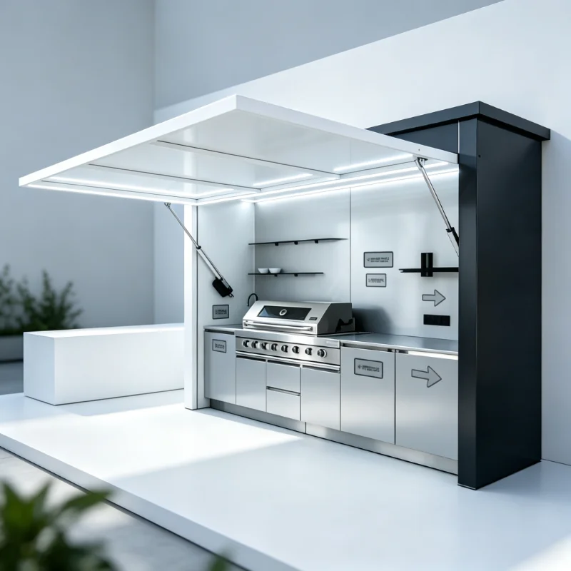 Portable Patio Cooking Station Custom Outdoor Kitchen Island Waterproof Aluminum Cabinets and BBQ Grill