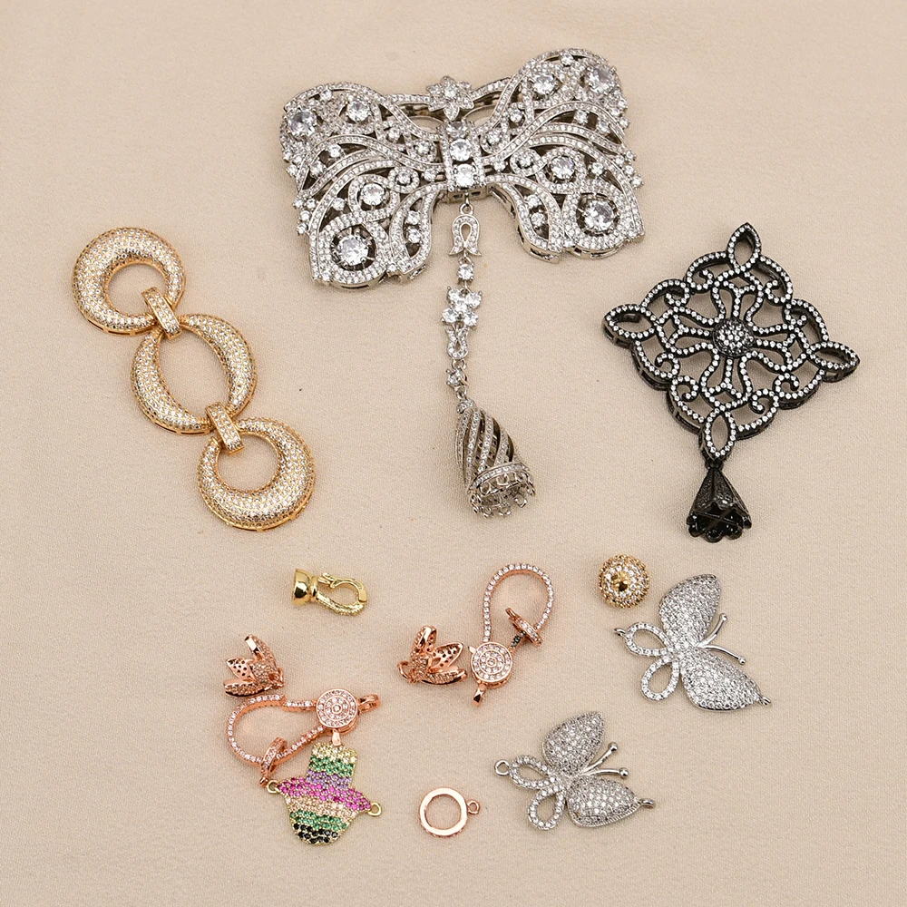 

APDGG Z17 лоты шт. позолоченный разъем кубический циркон микро-асфальтированный металлический кулон застежка подвески изготовление ожерелья своими руками