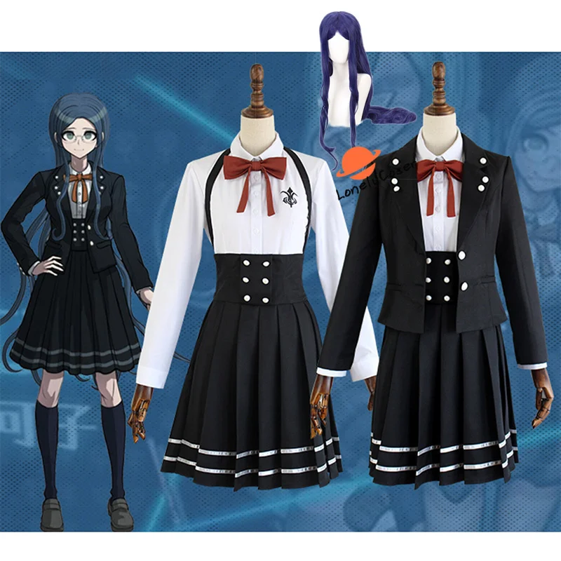 

Anime Danganronpa V3 Shirogane Tsumugi Cosplay disfraz peluca abrigo + camisa + falda Halloween Navidad Fiesta traje uniforme