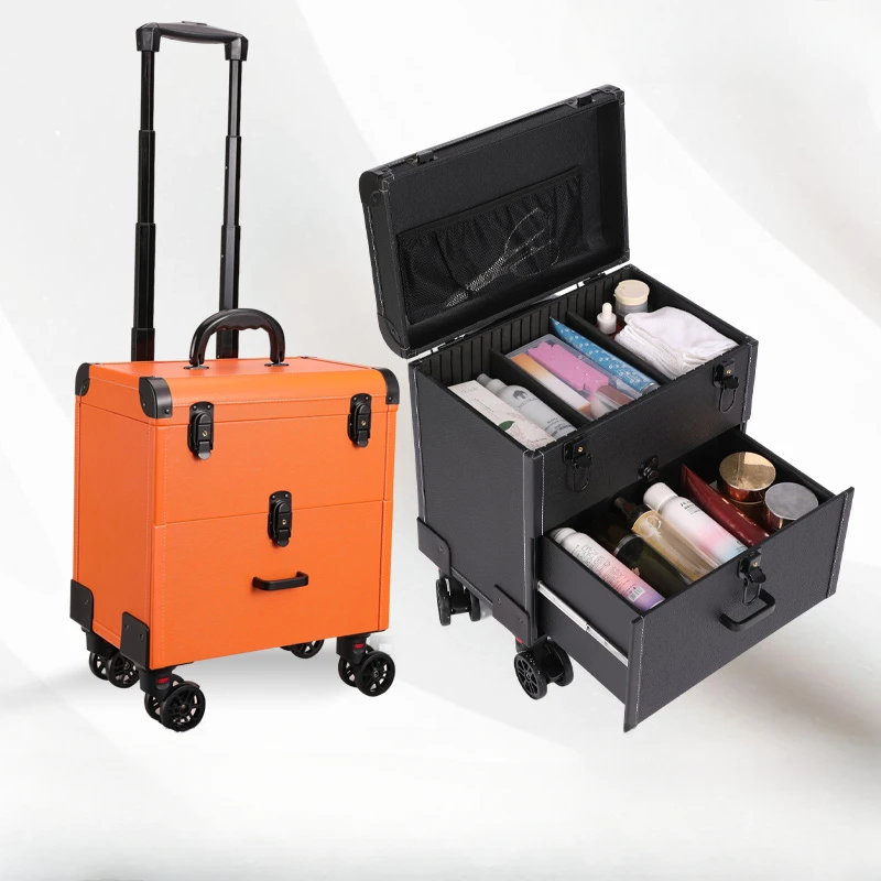 Beauty and Manicure Item Storage Box Tattoo Tool Box Cosmetics Storage Trolley Box High-end Trolley Makeup Box Portable