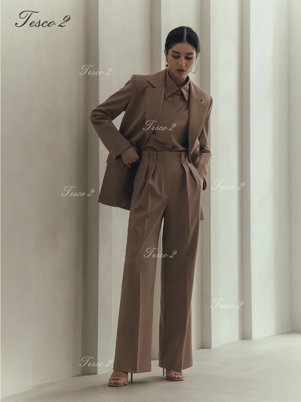 Tesco Formal Suit For Women Loose Jacket Trousers Women Suit Fashion Office Lady Suit For Spring Autumn Suit 2 Piece