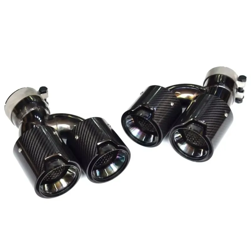 Inlet 67mm Car Exhaust Tip Carbon Fiber Dual Muffler Pipes Tips view 5