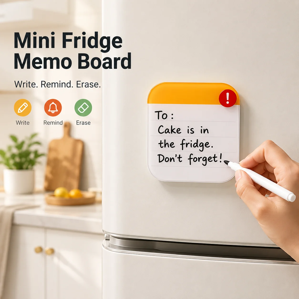 Creative Refrigerator Magnet Note Pad Acrylic Message Board Exclamation Mark Style for Home