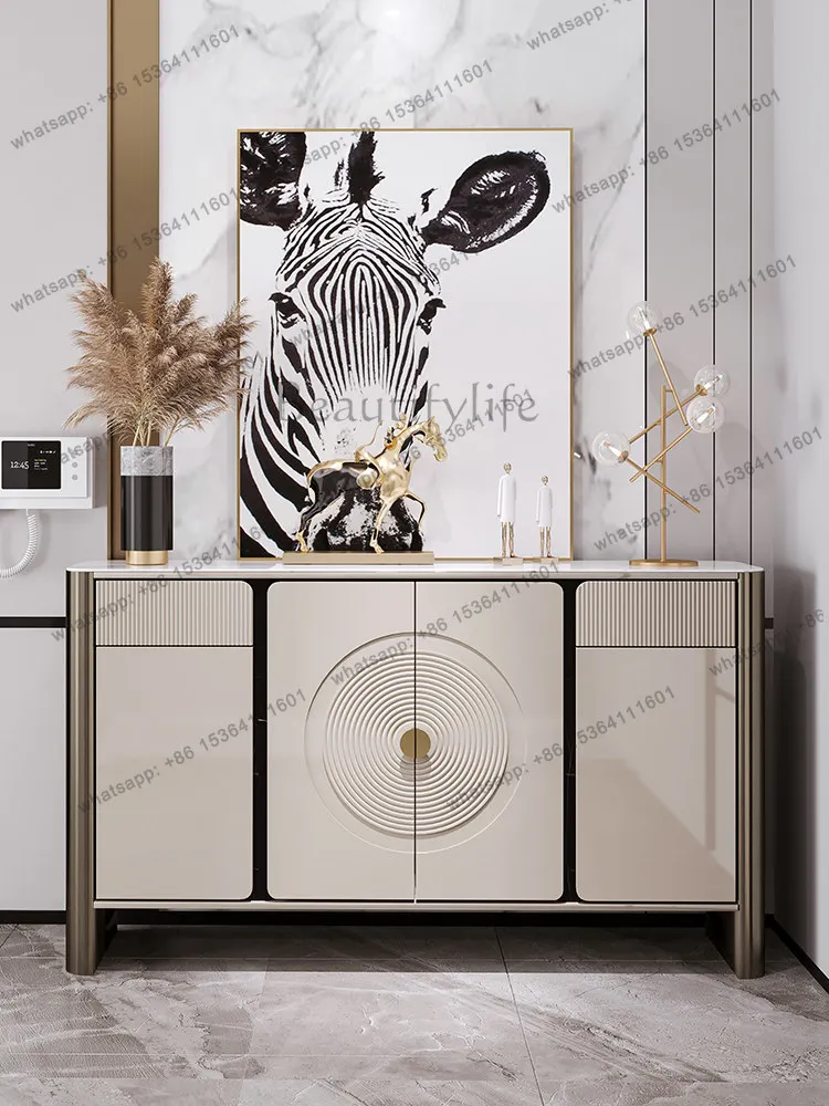 Italian minimalist shoe cabinet, light luxury rock slab, large-capacity home entrance to the wall