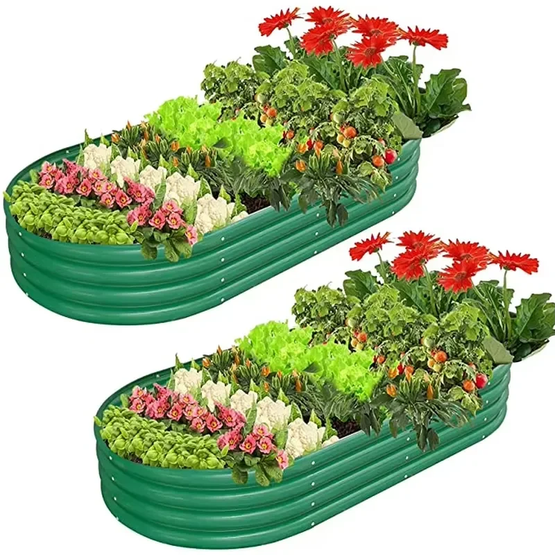 for Customizable 8 Inch High 6 in 1 Modular Metal Raised Planter Bed for Vegetables Flowers Patio Ground Planter Box