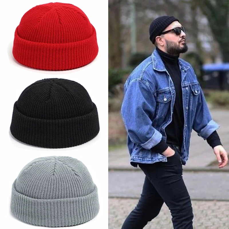 Moda Hip Hop Beanie Knitted Hat Men Skullcap Women Winter Warm Brimless Baggy Melon Cap Cuff Docker Fisherman Beanies Hats