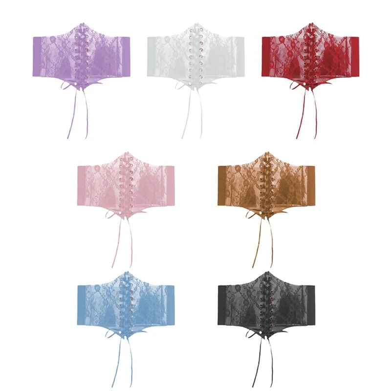 Modeladores de corpo feminino rendas até cinto espartilho cinto topos underbust sem alças bustier malha pura cincher cinto largo