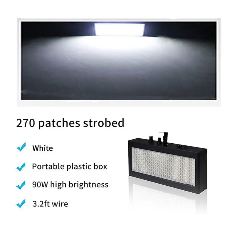 AA05 2X Stage Strobe Light, 270 LED Super Bright Flash Stage Lighting White Light For Wedding, Xmas, Birthday, Club, US Plug