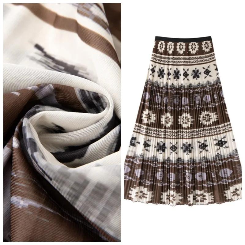 

Miyake Pleated Skirt Fold 2026 Casual Printed Pleats Jupe Plisse Women Summer Niche Slimming Age-Reducing Versatile A-Line Skirt