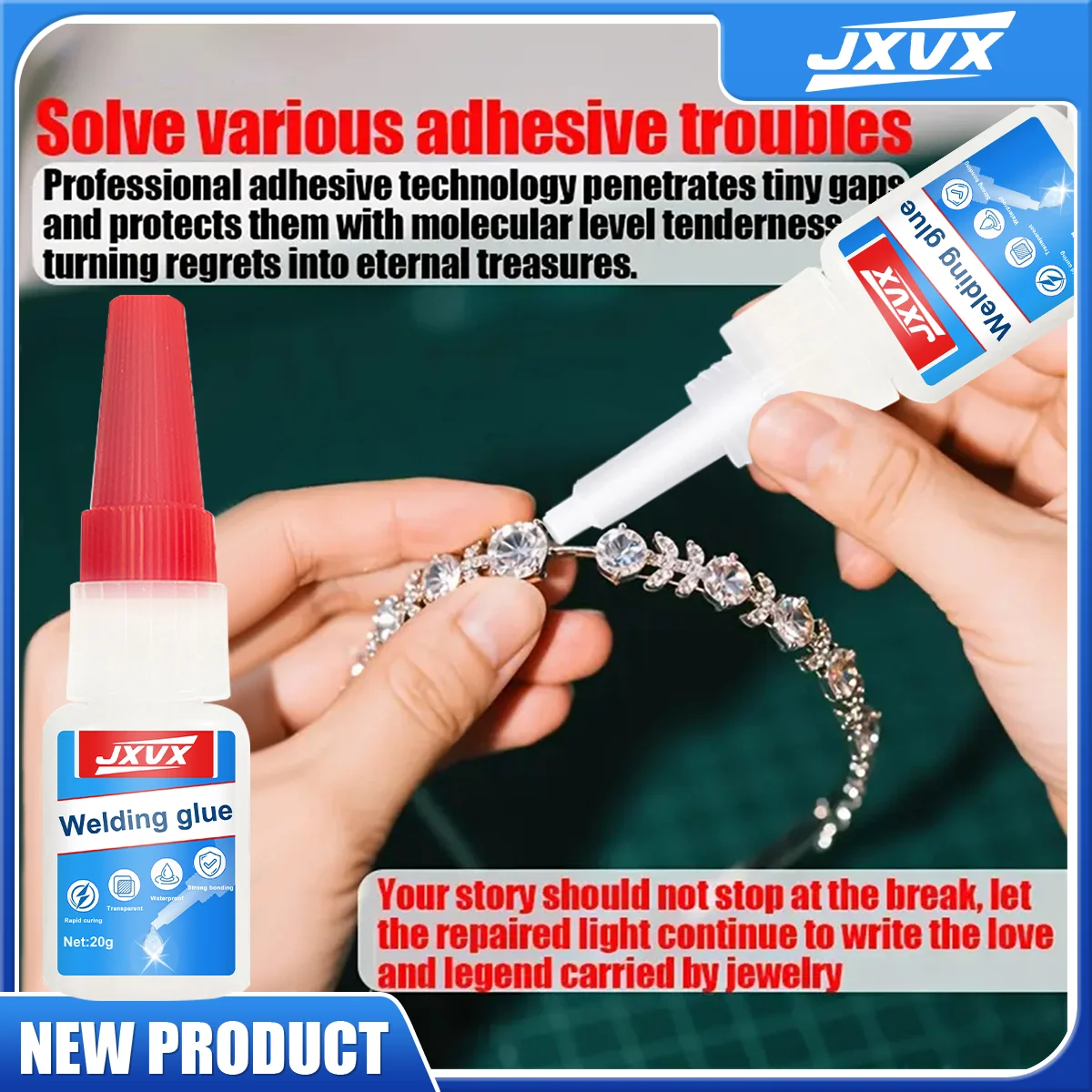 Adesivo de soldagem super forte, 50g super cola de soldagem de alta resistência universal transparente sem marcação adesivo de reparo poderoso, cola instantânea forte cola super líquida