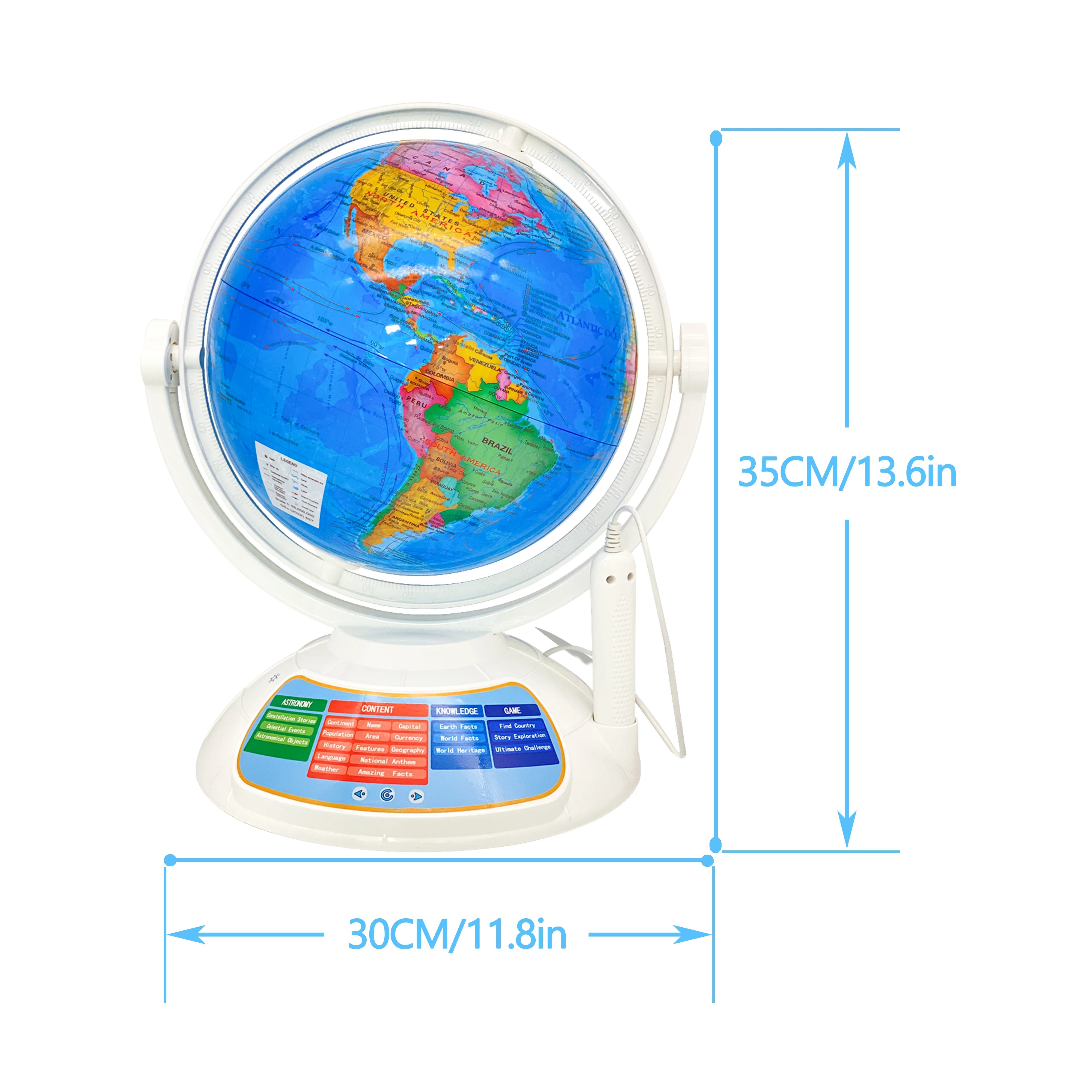 Costellazione da 9 pollici lettura educativa globo terrestre AR, intelligente con luci e conversazione, apprendimento della geografia e del mondo