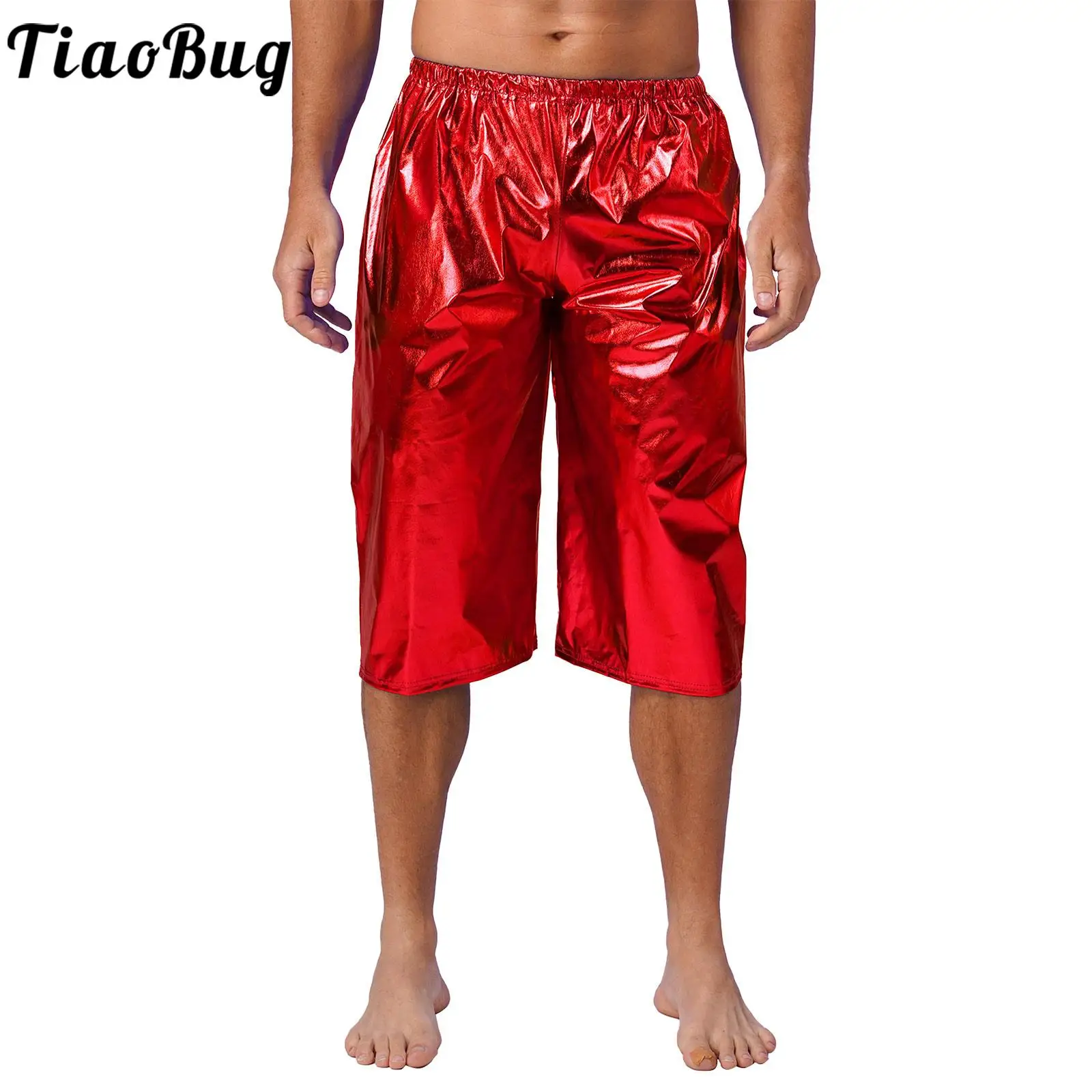 Summer Mens Metallic Shiny Shorts Fashion Casual Loose Gold Short Pants Music Festival Rave Outfit Disco Theme Party Clubwear