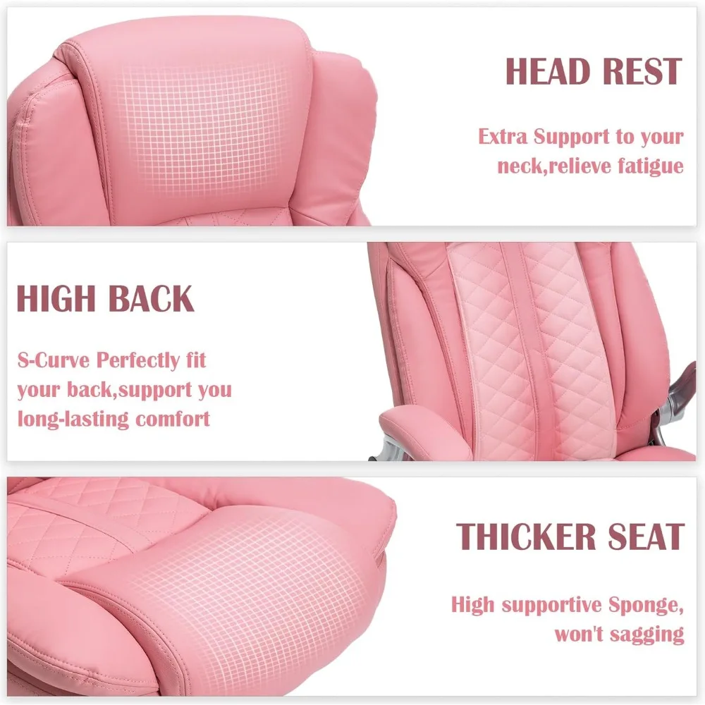 Sedia da ufficio direzionale da 400 libbre con braccioli ribaltabili, sedia da ufficio per computer grande e alta per persone pesanti, ergonomica resistente