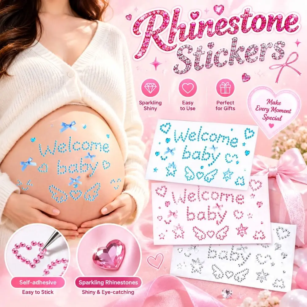Self Adhesive Rhinestone Stickers Heart And Star Pattern Letter Crystal Letter Stickers Sparkle Finish Multiple Color Options