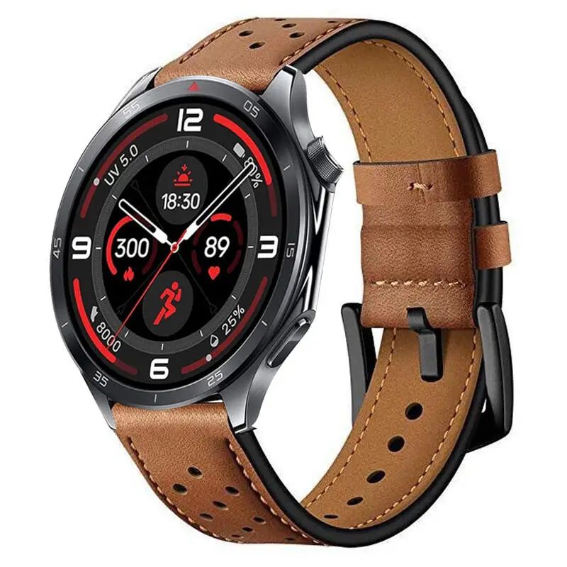 22 มม.สายหนังBreathableสําหรับOPPOนาฬิกา 4Pro X X2/Realmeนาฬิกา 2 3 S Proสร้อยข้อมือCorrea OnePlusนาฬิกา 3 2 2R/OnePlus 46 มม.