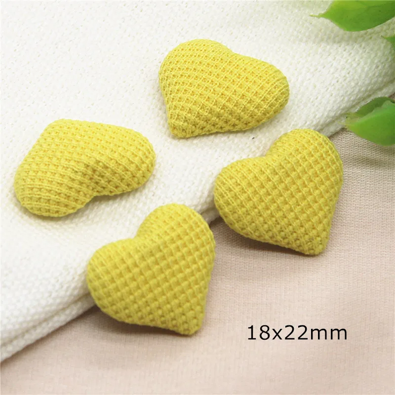 30pcs Colorful Pure Color Fabric Covered Heart Flatback Buttons Garment DIY Accessories