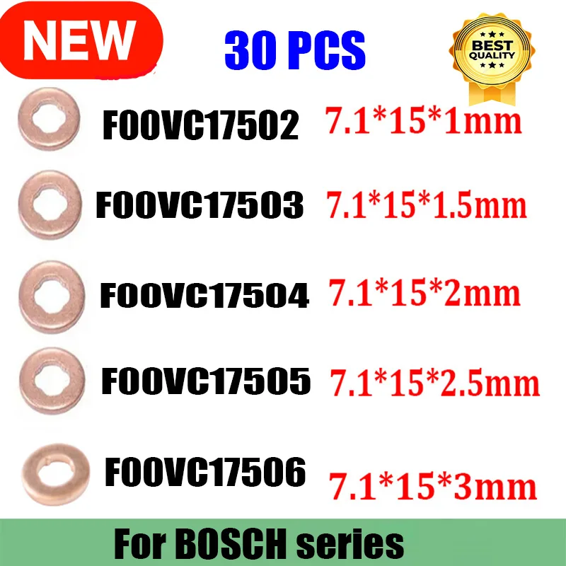 30PCS F00VC17503 F00VC17504 F00RJ02175 F00VC17502 F00VC17505 F00VC17506 Copper Washers Shims for B0SCH injector