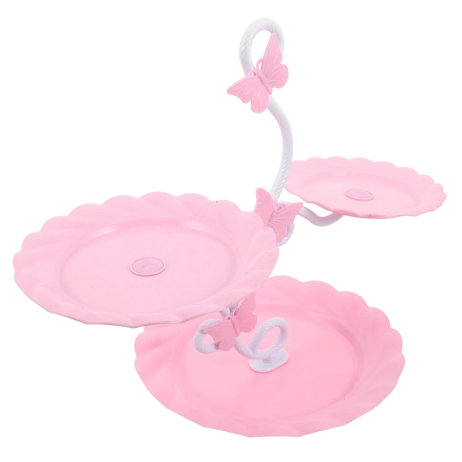 3 Tier Cake Display Rack Pink Elegant Butterfly Dessert Table Stand Bridal Shower Wedding Tea Party Cupcake Display Stand