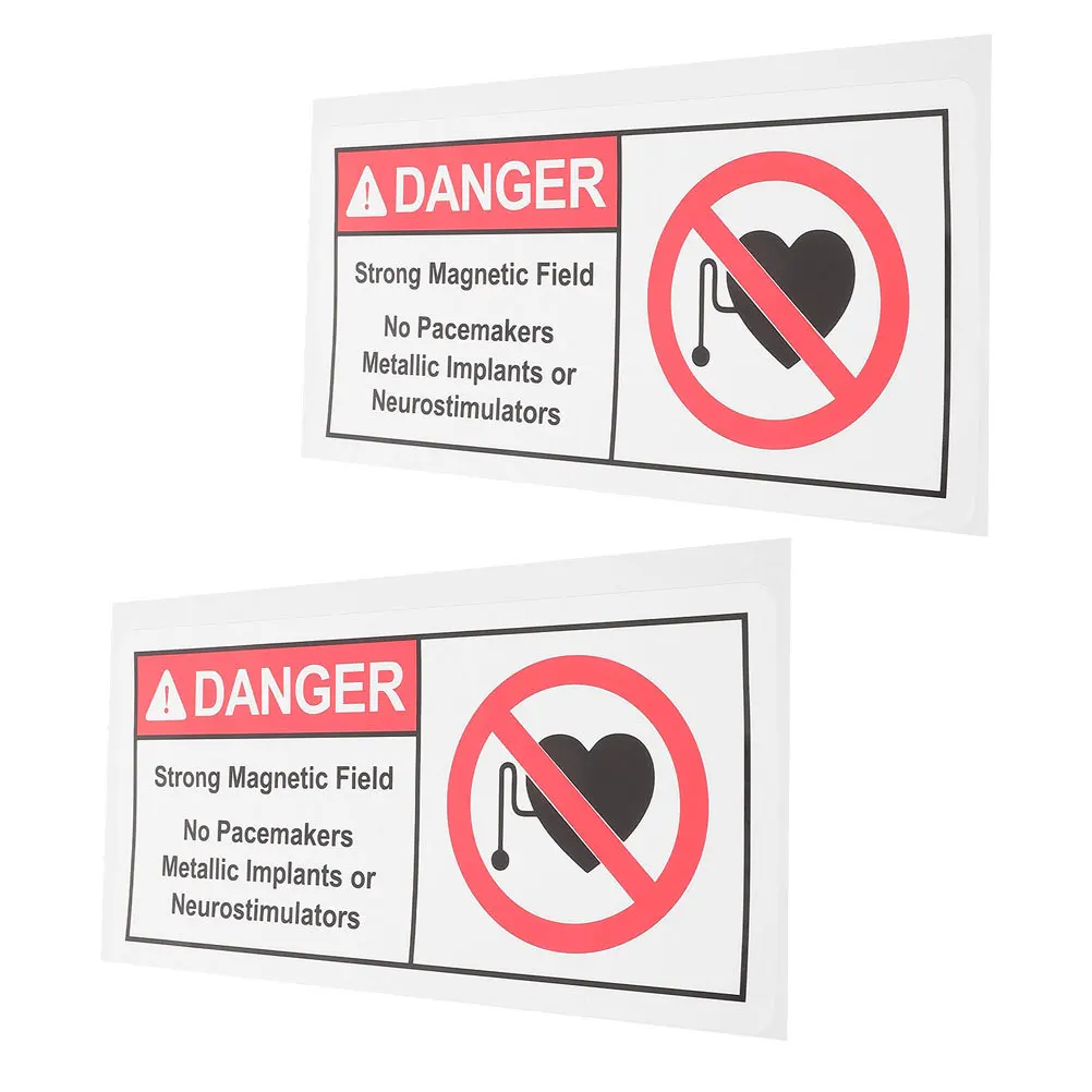 

2pcs Magnetic Field Warning Sticker High-Visibility No Metallic Implants Allowed Safety Decal For Factories Hospitals
