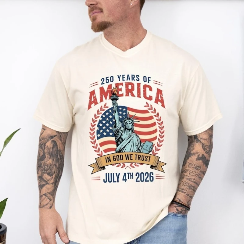 250 Years of Celebrator America Unisex T-Shirts Independence Day Shir Retro Graphic History Tribute loose casual fashion Tee