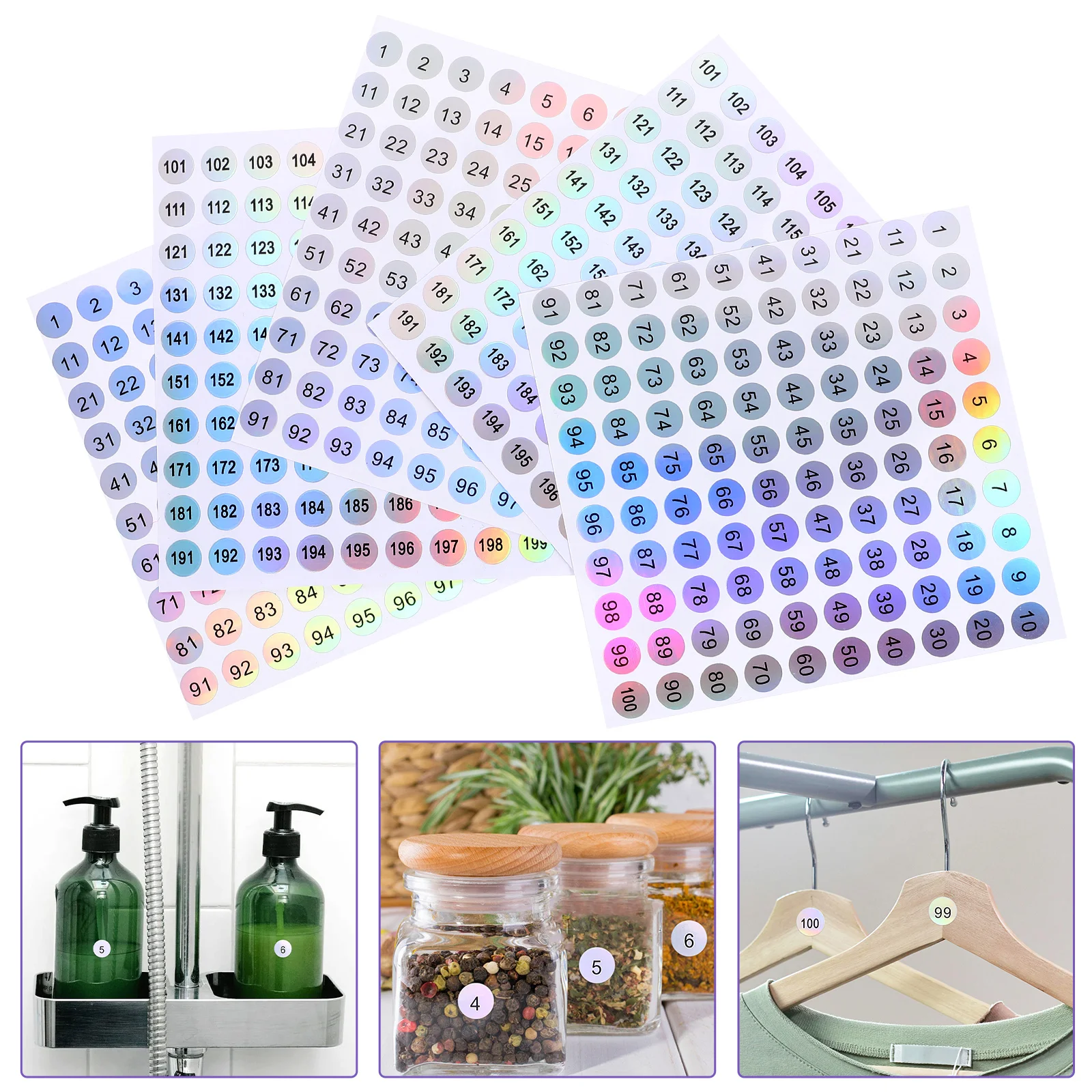 20 Sheets Sticker Serial Number Color Changing Round Stickers Office Label Classification Digital