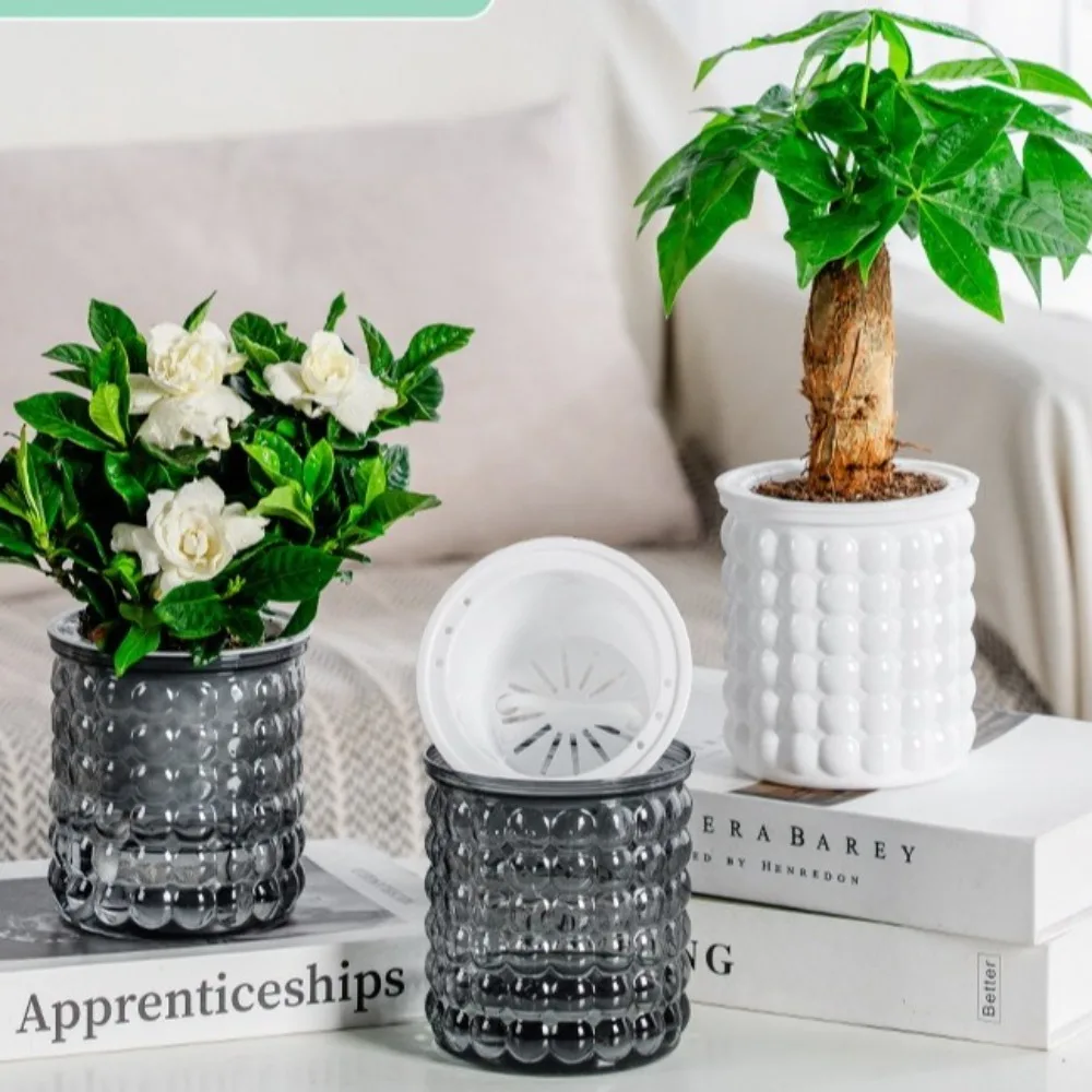 Fashion Self Watering Hydroponic Plants Pot Plastic Removable Flowerpot Mini Succulent Planter Tabletop Vase