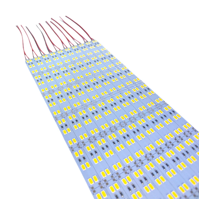 

50 шт. * 50 см, 12 В постоянного тока, 24 В, жесткая жесткая светодиодная лента, двухрядная светодиодная лента, высокая яркость, 144 светодиода/м, SMD 5730 2835, теплый холодный белый