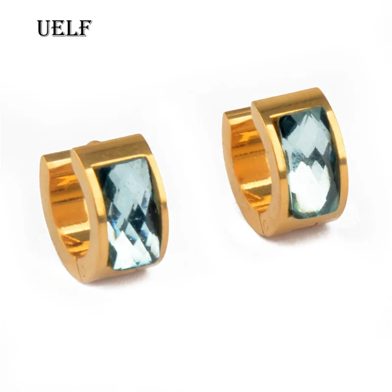 Uelf Simple Lovely Girl's Huggies Small Hoops Orecchini Blue Boho Classic Minimal Charming Orecchini Stud Thin Hoops Gift