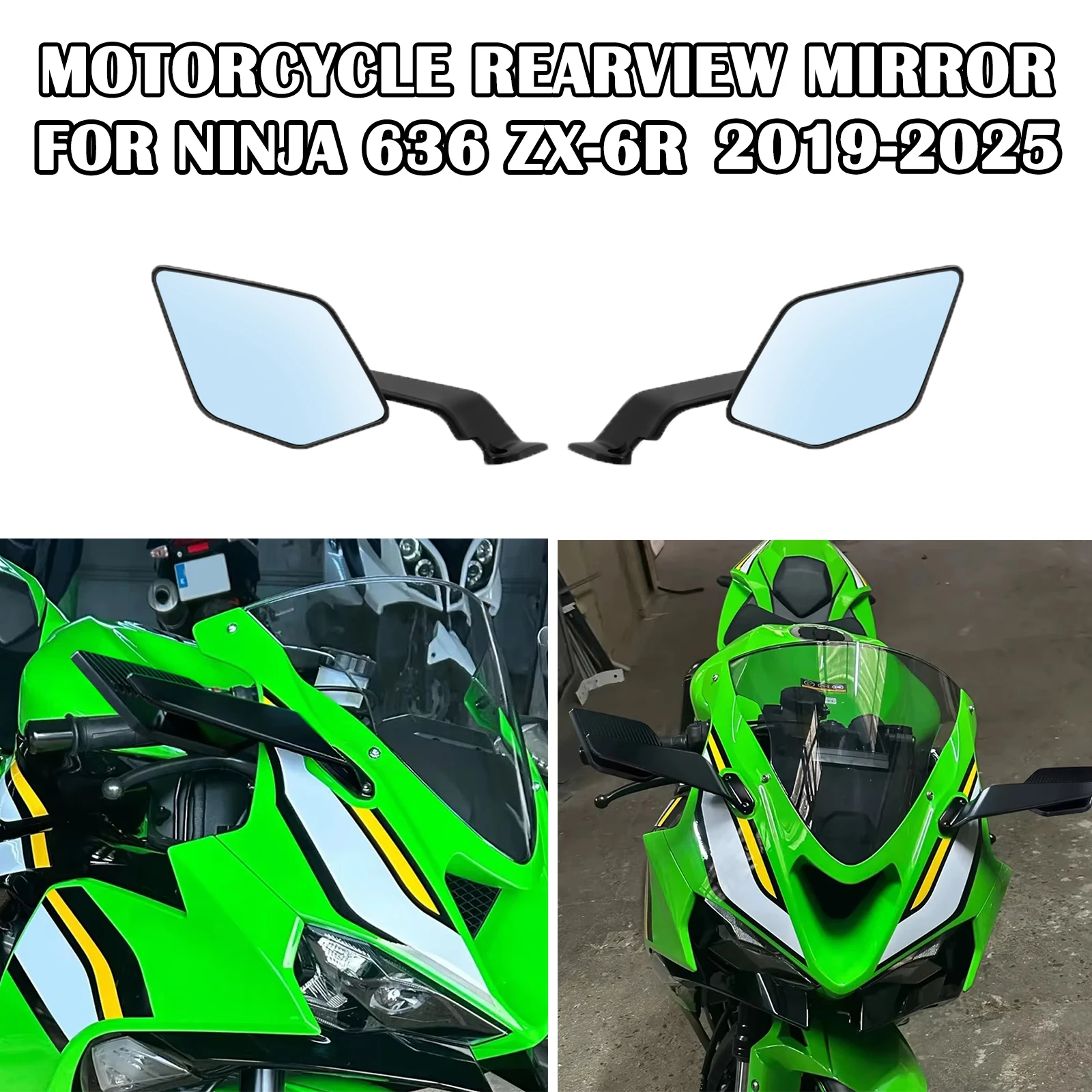 

New Motorcycle Rearview Mirror Stealth Winglets Side View For Kawasaki ZX6R ZX636 2019-2023 2024 2025 Mirrors blade type mirrors
