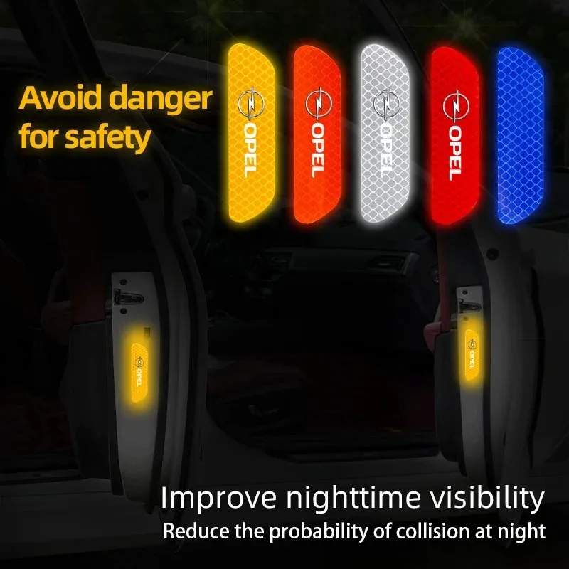 

4 шт./компл. автомобильные светоотражающие полосы, предупреждающие наклейки, Стайлинг автомобиля, подходят для Opel Astra Antara ‌ Zafira Tigra Rocks Мокка-э Корса Insignia